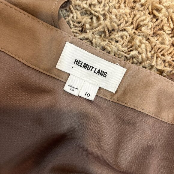 HELMUT LANG Taupe Gathered Asymmetrical Flowy Skirt in Size 10 - Picture 6 of 10